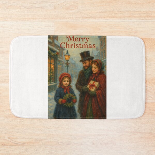 Item preview, Victorian Christmas Family with Snow and Wreath designed and sold by Places On Earth.