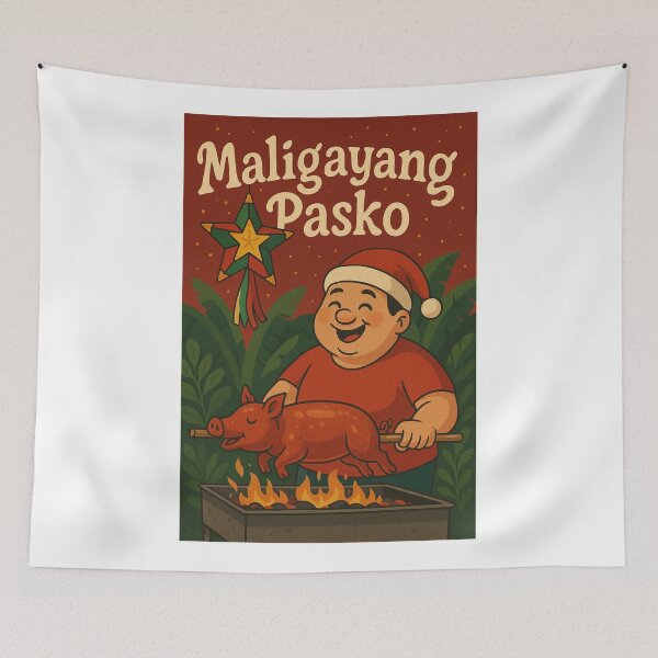 Item preview, Maligayang Pasko Filipino Christmas with Lechon and Parol designed and sold by Aryabek.