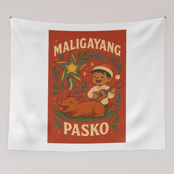 Item preview, Maligayang Pasko with Parol, Ukulele, and Lechon designed and sold by Aryabek.