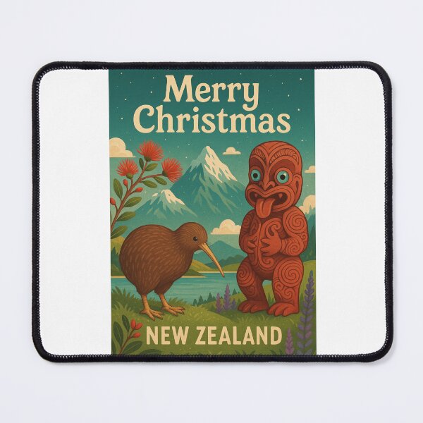 Item preview, Merry Christmas from New Zealand with Kiwi and Tiki designed and sold by Aryabek.