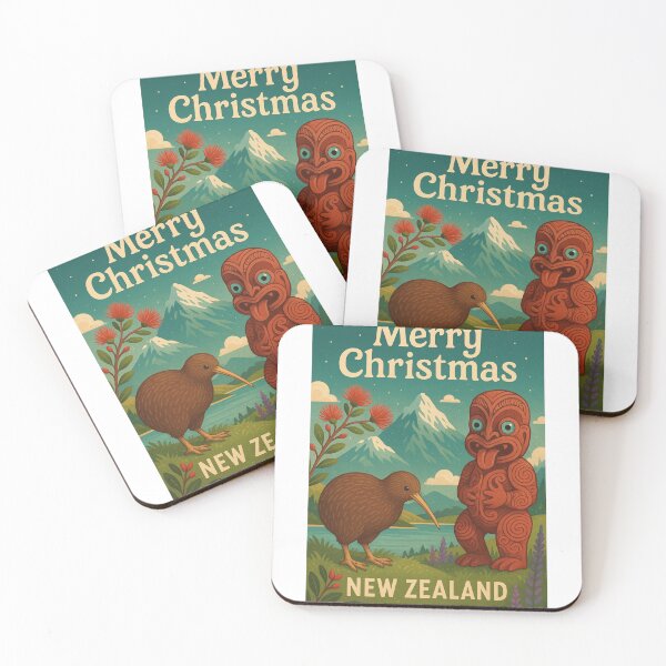 Item preview, Merry Christmas from New Zealand with Kiwi and Tiki designed and sold by Aryabek.