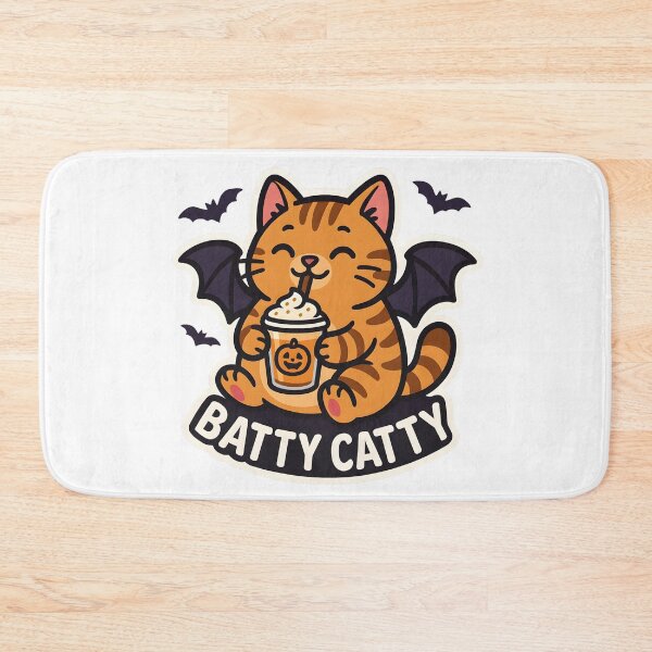 Item preview, Batty Catty — Bat-Winged Cat with Pumpkin Latte designed and sold by Cheerioza.