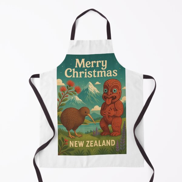 Item preview, Merry Christmas from New Zealand with Kiwi and Tiki designed and sold by Aryabek.