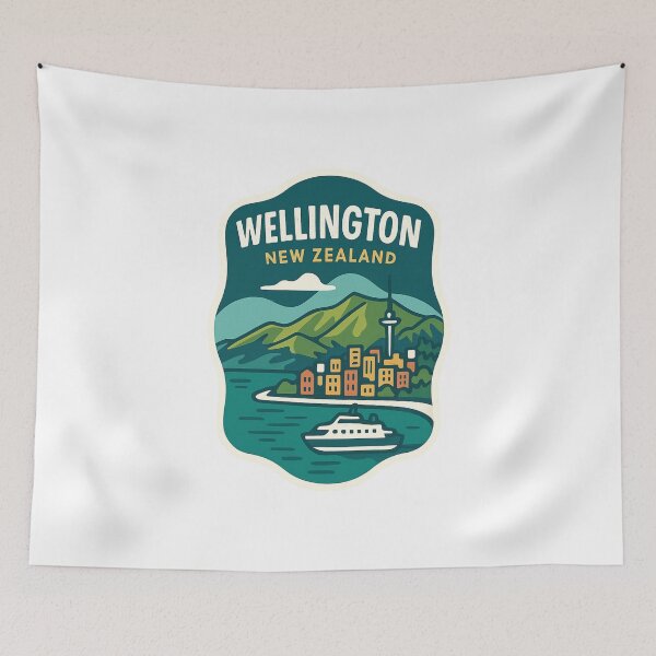 Item preview, Wellington City and Harbour with Ferry designed and sold by Aryabek.