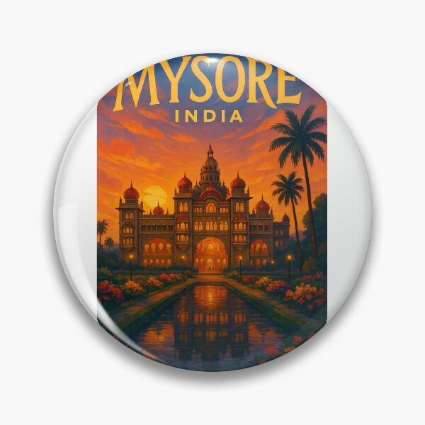 Item preview, Mysore Palace at Twilight with Palm Trees and Flowers designed and sold by Aryabek.