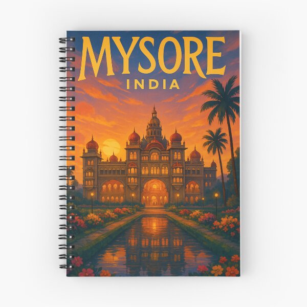 Item preview, Mysore Palace at Twilight with Palm Trees and Flowers designed and sold by Aryabek.