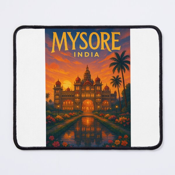 Item preview, Mysore Palace at Twilight with Palm Trees and Flowers designed and sold by Aryabek.