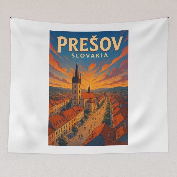 Item preview, Prešov Slovakia – St. Nicholas Church and Main Street Sunset designed and sold by Aryabek.