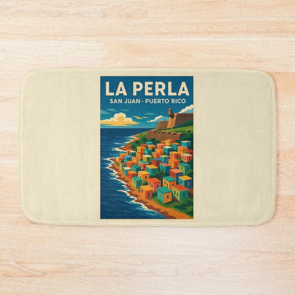 Item preview, Aerial View Colorful La Perla Coastline Poster designed and sold by Por.Ahi.PR.