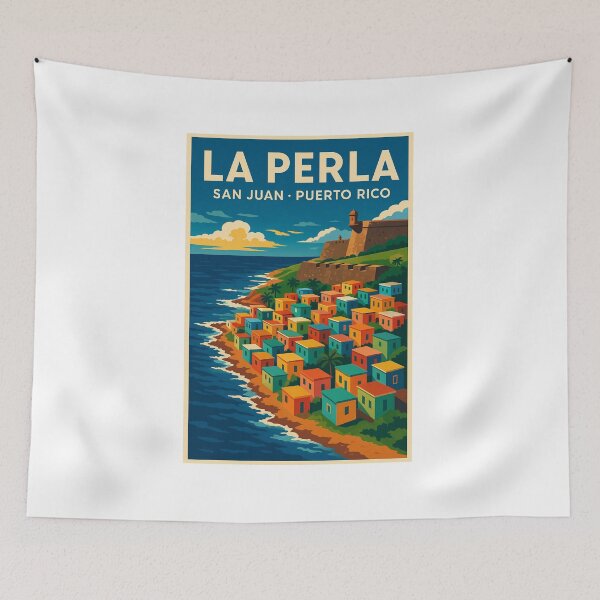 Item preview, Aerial View Colorful La Perla Coastline Poster designed and sold by Por.Ahi.PR.