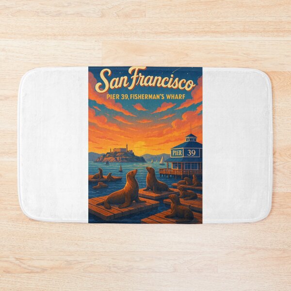 Item preview, San Francisco Pier 39 – Sea Lions and Alcatraz Island View designed and sold by Aryabek.