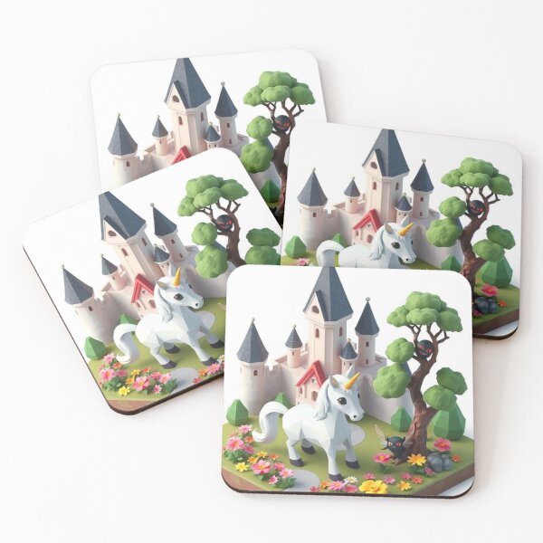 Item preview, Origami Unicorn and Castle – Whimsical 3D Fantasy Scene designed and sold by Jeff's Good Mojo Dojo.