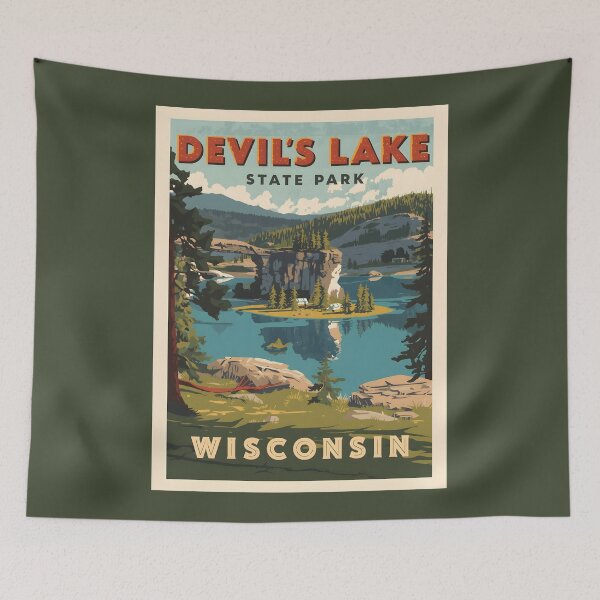 Item preview, A Vintage Travel Illustration of Devil's Lake State Park - Wisconsin  designed and sold by GoodOldVintage.