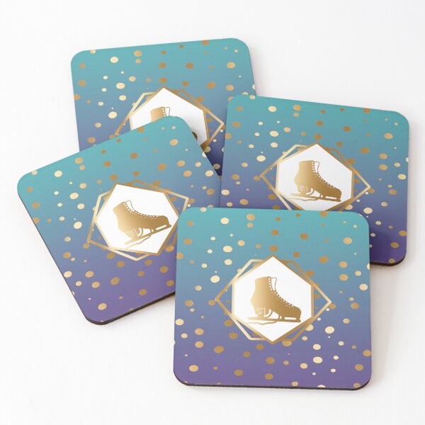 Item preview, Gold Figure Skate on Turqouise and Purple Gradient with Gold Dots designed and sold by Purposely Designed.