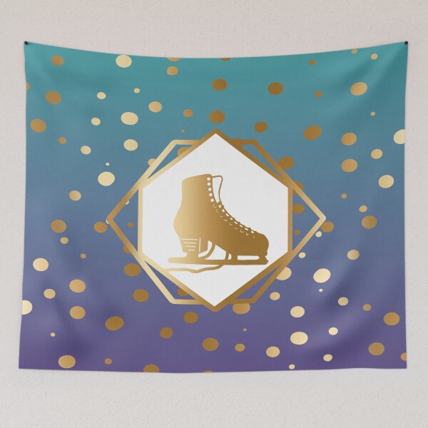 Item preview, Gold Figure Skate on Turqouise and Purple Gradient with Gold Dots designed and sold by PD-Skating.