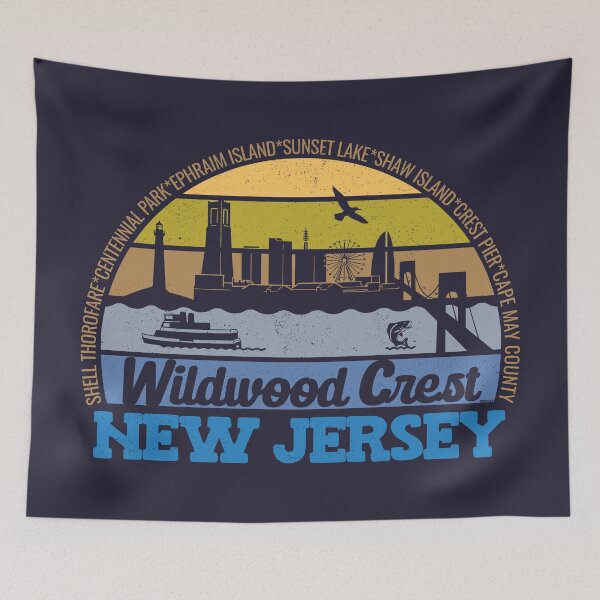 Item preview, Wildwood Crest New Jersey Sunset Retro Vintage Local Pride Logo designed and sold by CRHPOD20.
