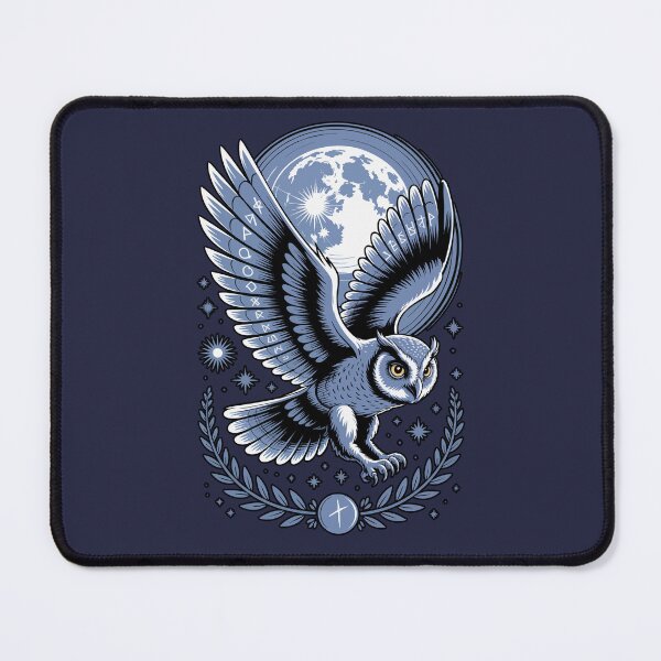 Item preview, Lunar Owl with Runes – Mystical Occult Night Design designed and sold by DeesDeesigns.