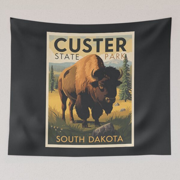 Item preview, A Vintage Travel Illustration of Custer State Park - South Dakota  designed and sold by GoodOldVintage.