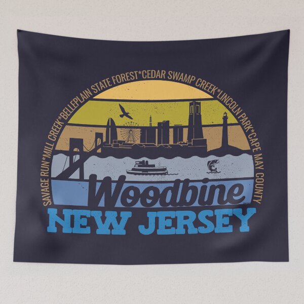 Item preview, Woodbine New Jersey Sunset Retro Vintage Local Pride Logo designed and sold by CRHPOD20.