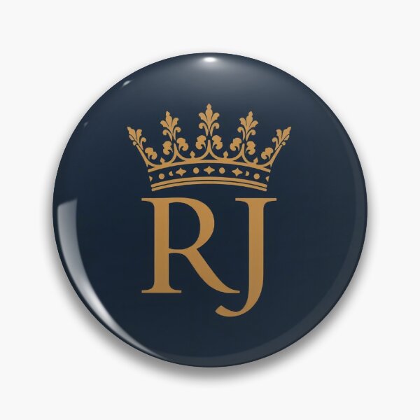 Item preview, RJ Royal Monogram Logo With Crown — Elegant Gold Initials On Deep Navy Background designed and sold by Rue Market.