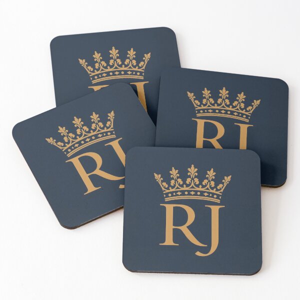 Item preview, RJ Royal Monogram Logo With Crown — Elegant Gold Initials On Deep Navy Background designed and sold by Rue Market.