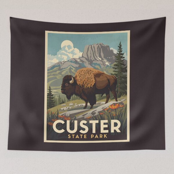 Item preview, A Vintage Travel Illustration of Custer State Park - South Dakota  designed and sold by GoodOldVintage.