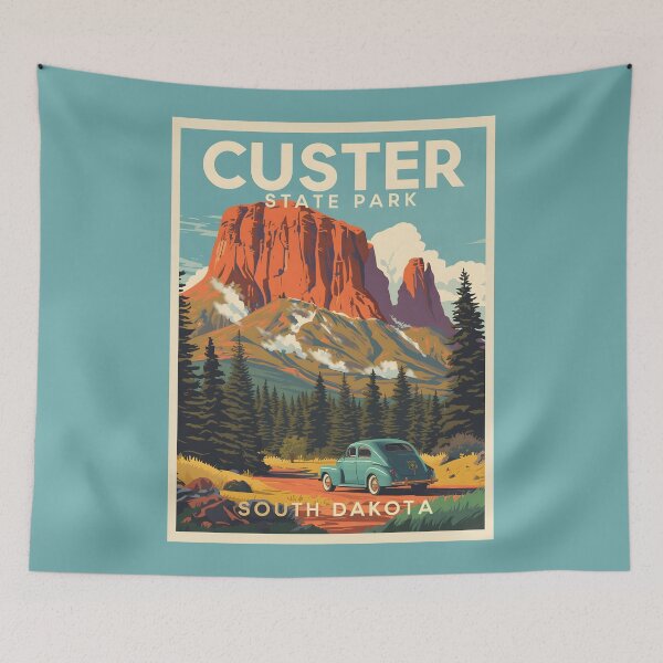 Item preview, A Vintage Travel Illustration of Custer State Park - South Dakota  designed and sold by GoodOldVintage.