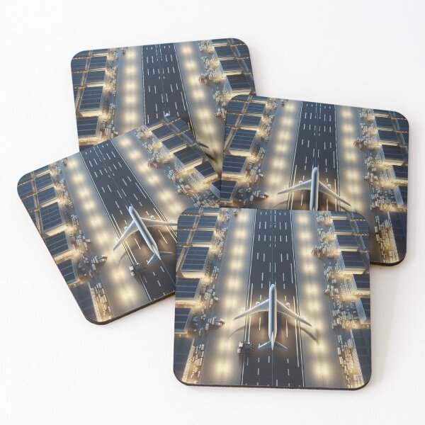 Item preview, “Midnight Runway – Birds-Eye Cargo Operations” | Photorealistic Aviation Art designed and sold by BIZARRE PRINTS.