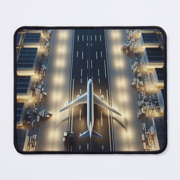 Item preview, “Midnight Runway – Birds-Eye Cargo Operations” | Photorealistic Aviation Art designed and sold by BIZARRE PRINTS.