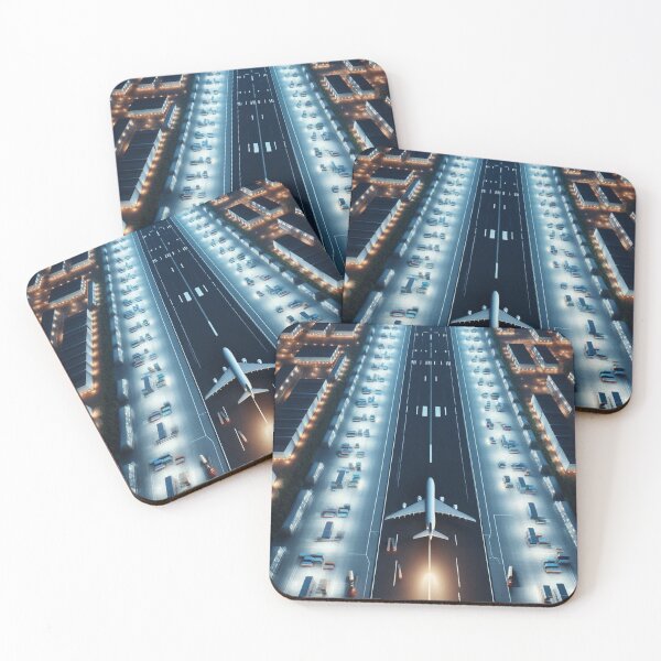 Item preview, “Midnight Runway – Birds-Eye Cargo Operations” | Photorealistic Aviation Art designed and sold by BIZARRE PRINTS.