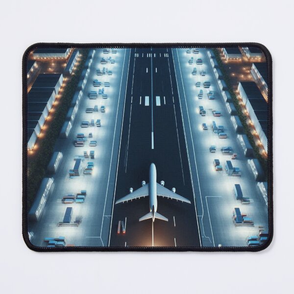 Item preview, “Midnight Runway – Birds-Eye Cargo Operations” | Photorealistic Aviation Art designed and sold by BIZARRE PRINTS.