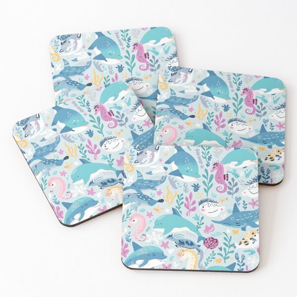 Item preview, Quirky Ocean Party Cute Marine Friends Pattern designed and sold by MoonlitDoodles1.