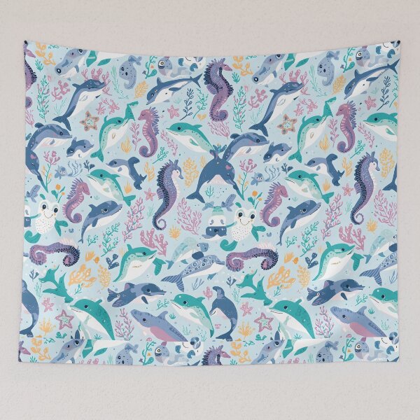 Item preview, Enchanted Sea Garden Stylized Marine Life Pattern designed and sold by MoonlitDoodles1.
