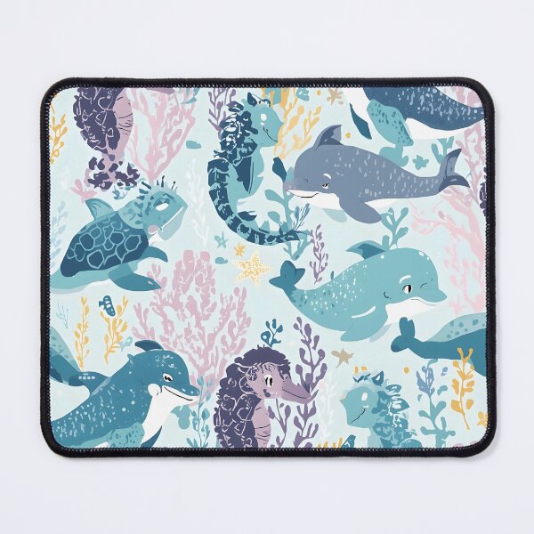 Item preview, Coastal Cottagecore Dusty Ocean Life Pattern designed and sold by MoonlitDoodles1.