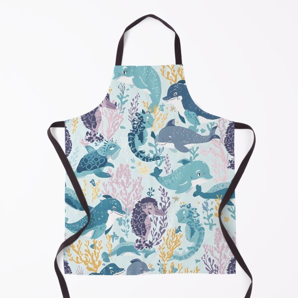 Item preview, Coastal Cottagecore Dusty Ocean Life Pattern designed and sold by MoonlitDoodles1.