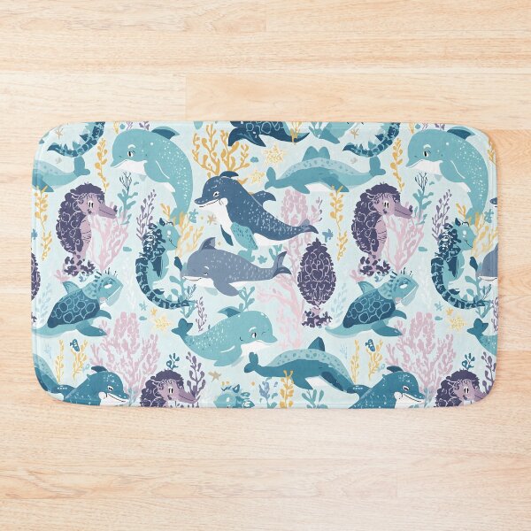 Item preview, Coastal Cottagecore Dusty Ocean Life Pattern designed and sold by MoonlitDoodles1.