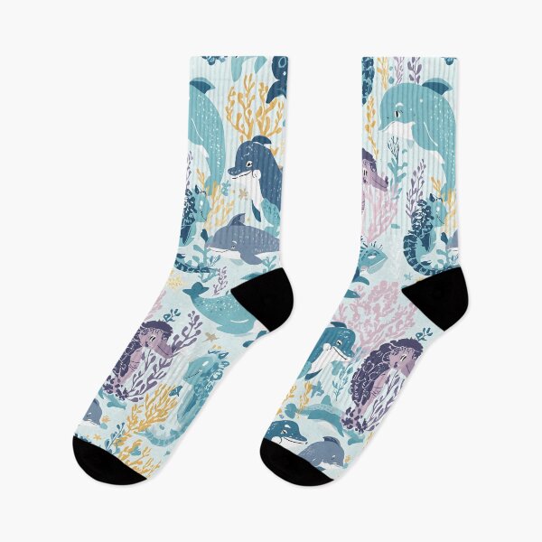 Item preview, Coastal Cottagecore Dusty Ocean Life Pattern designed and sold by MoonlitDoodles1.