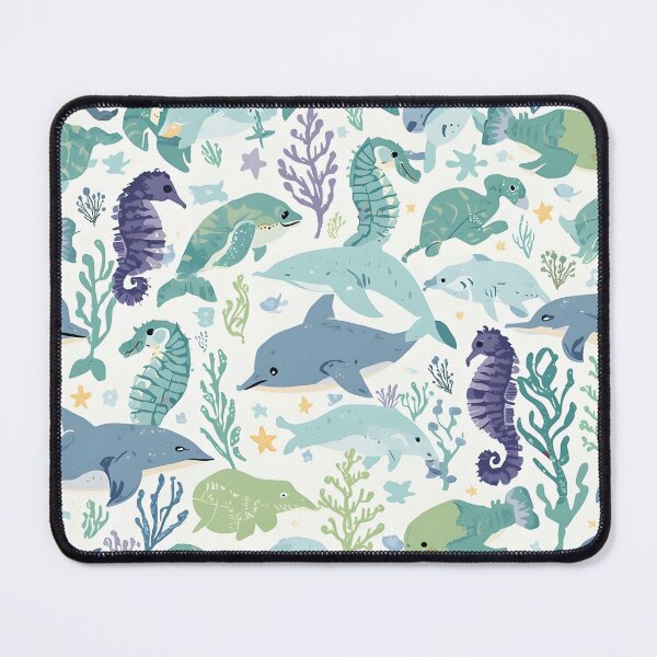 Item preview, Minimalist Marine Life Cool Tones Pattern designed and sold by MoonlitDoodles1.