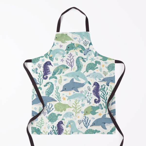 Item preview, Minimalist Marine Life Cool Tones Pattern designed and sold by MoonlitDoodles1.