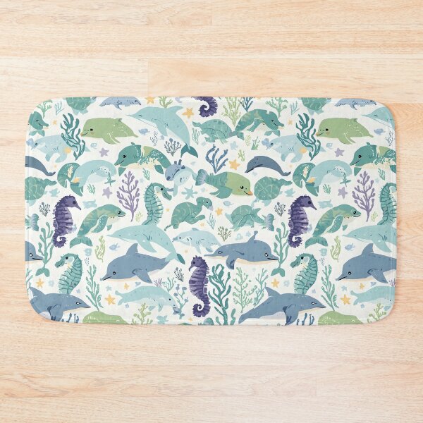 Item preview, Minimalist Marine Life Cool Tones Pattern designed and sold by MoonlitDoodles1.
