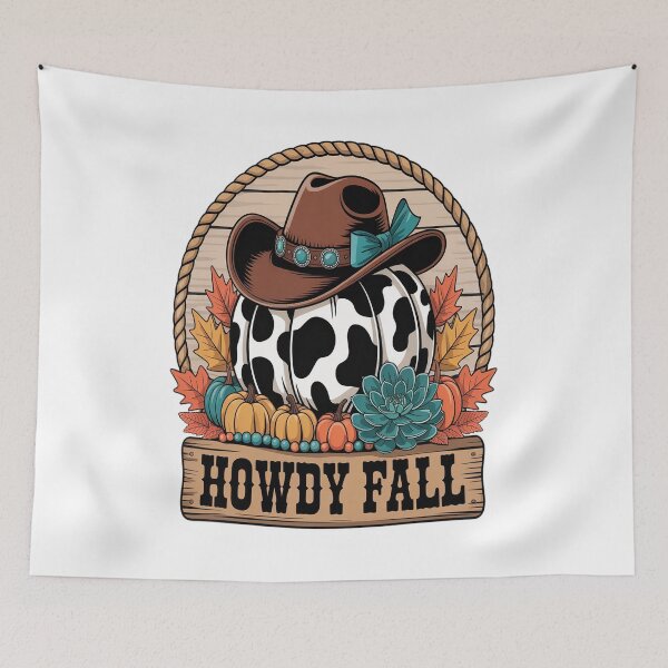Item preview, Howdy Fall Western Pumpkin Turquoise Coquette Bow Cowgirl designed and sold by VladoZork.
