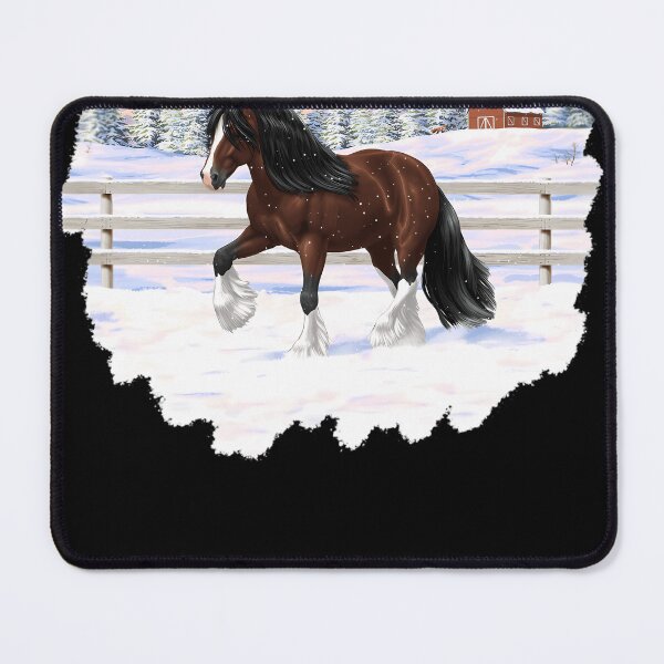 Item preview, Brown-Bay-Gypsy-Vanner-Tinker-Draft-Horse-In-Snow-() designed and sold by NoemiOReilly.