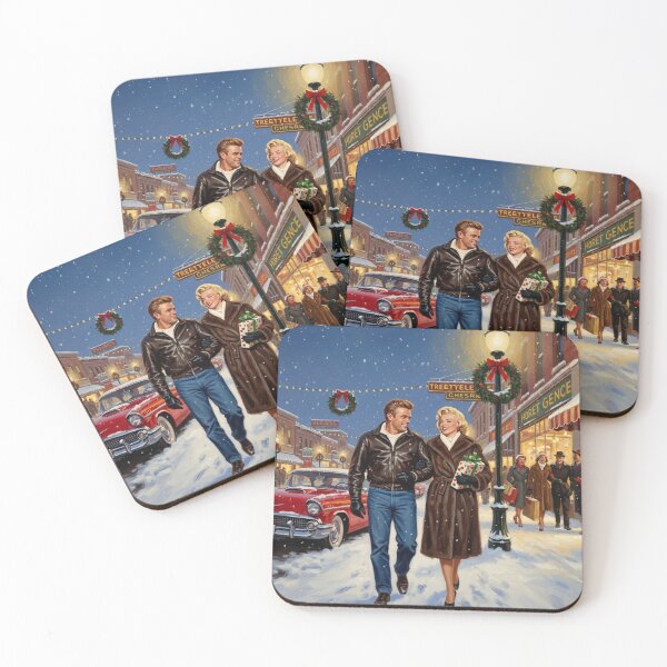 Item preview, Romantic Vintage Stroll: Marilyn Monroe & James Dean on a Snowy Christmas Street | Hollywood Holidays designed and sold by Art's Diner.