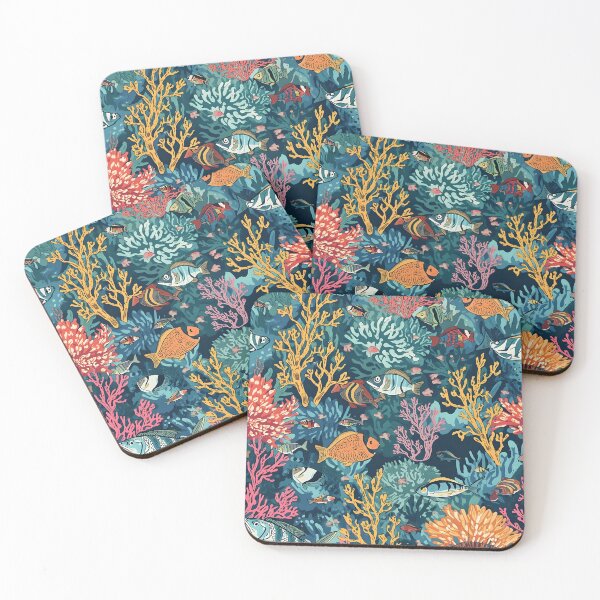 Item preview, Deep Sea Glow: Jewel Toned Reef Pattern designed and sold by MoonlitDoodles1.