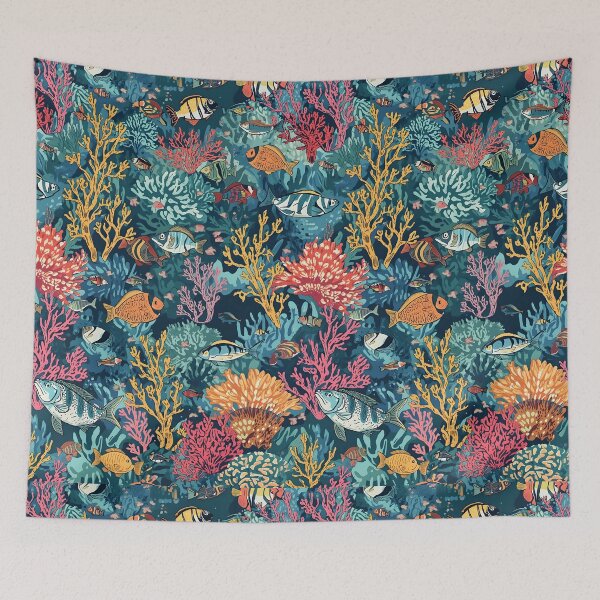 Item preview, Deep Sea Glow: Jewel Toned Reef Pattern designed and sold by MoonlitDoodles1.
