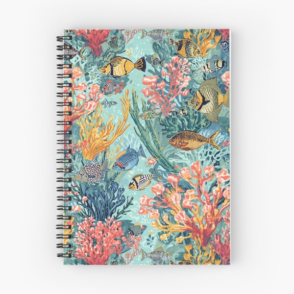 Item preview, Sun-Drenched Reef: Engraved Coral & Fish Pattern designed and sold by MoonlitDoodles1.