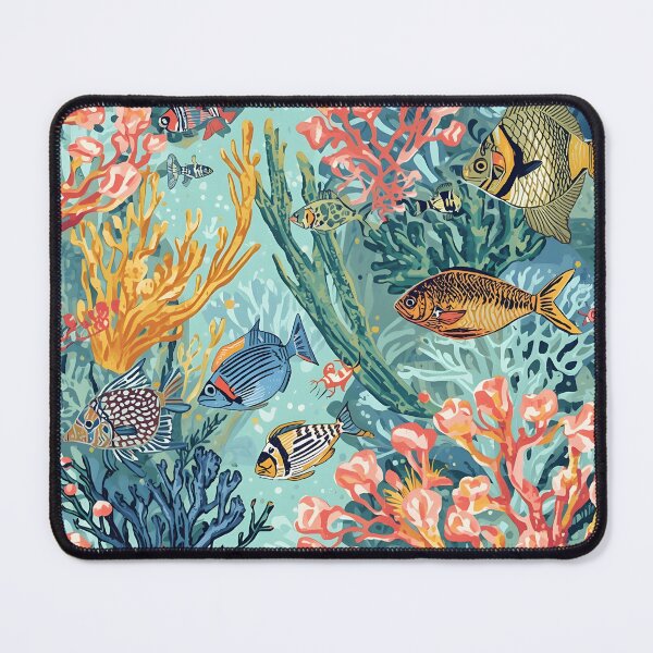 Item preview, Sun-Drenched Reef: Engraved Coral & Fish Pattern designed and sold by MoonlitDoodles1.