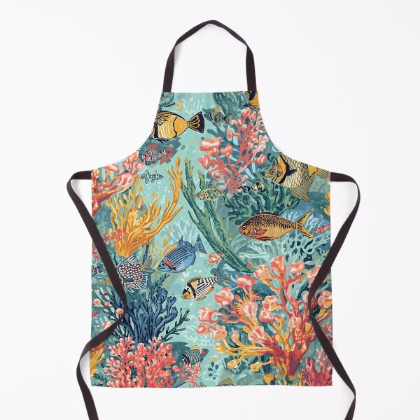 Item preview, Sun-Drenched Reef: Engraved Coral & Fish Pattern designed and sold by MoonlitDoodles1.