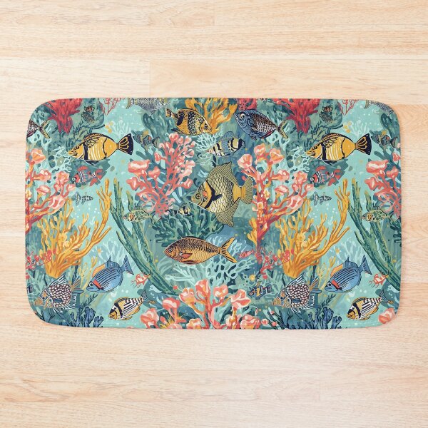 Item preview, Sun-Drenched Reef: Engraved Coral & Fish Pattern designed and sold by MoonlitDoodles1.