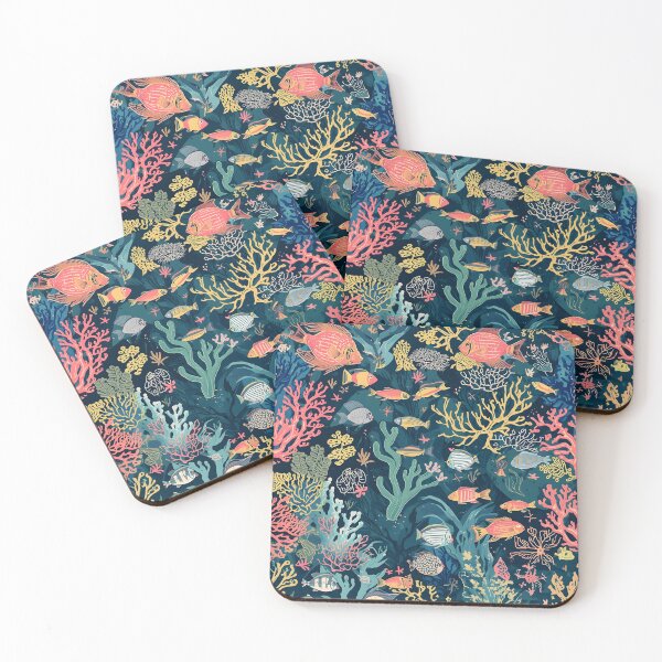Item preview, Twilight Reef: Midnight Ocean Botanical Pattern designed and sold by MoonlitDoodles1.